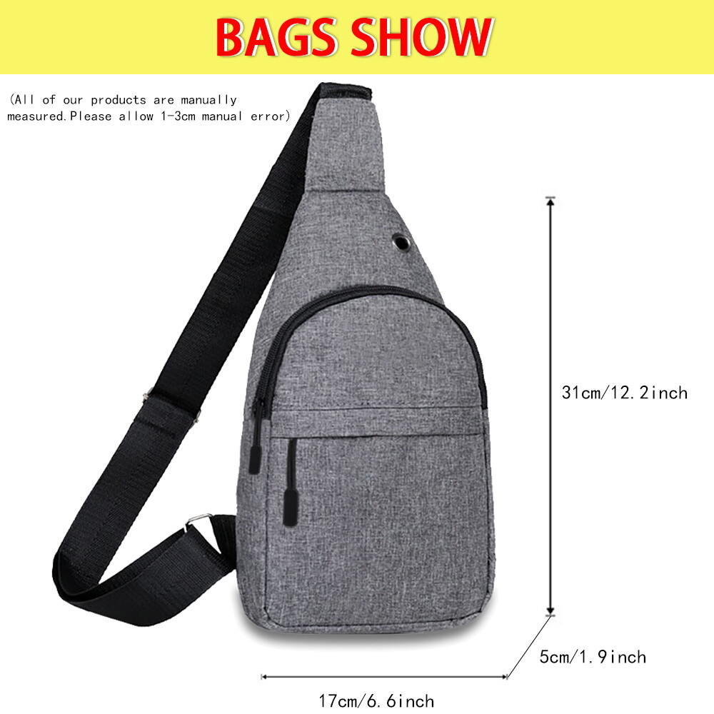 Large Canvas Chest Bag For Men & Women - Adjustable Crossbody Pack For Cycling, Hiking & Outdoor Sports