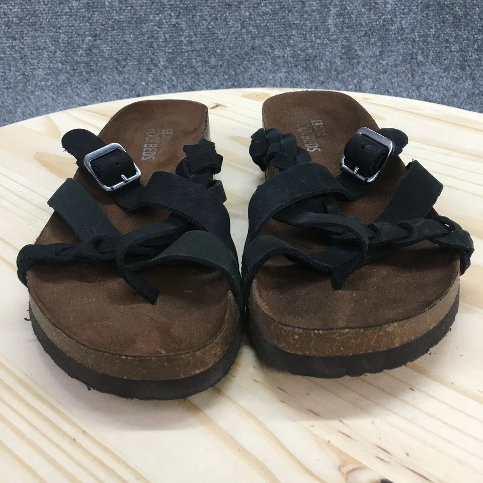 White Mountain Sandals Womens 10 M Harrington Slides Black Leather Open W30609 - Image 4 of 4