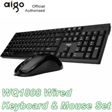 104 Keys USB Wired Computer Keyboard Mouse Set For Desktop Laptop PC Windows