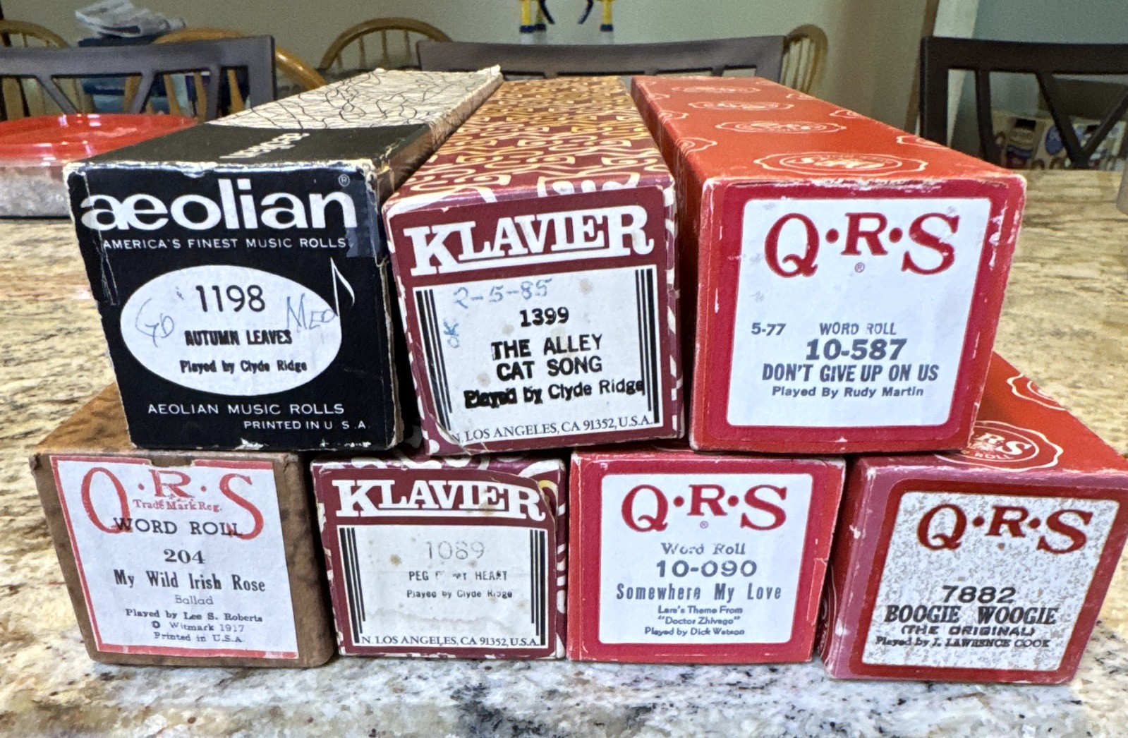 Aeolian Klavier QRS Vintage Player Piano Rolls Lot of 7 (1955) 10-587 10-090