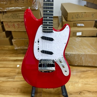 Mustang Electric Guitar Gloss Bright Red White Pearl Pickguard Chrome Hardware