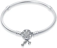 KUNSIR 925 Sterling Silver Snake 21cm/8.3in(fit wrist size 7.5in), 