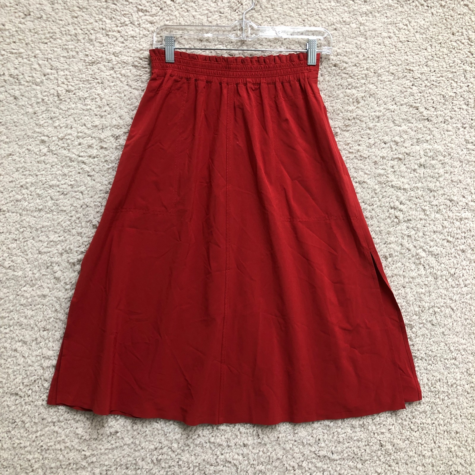NEW Athleta Skirt Extra Small Adult Red Savannah Midi A Line Pull On Womens XS
