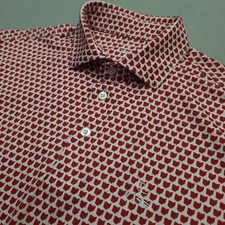 Rhoback Polo Shirt Men Small Red White Ohio State Print Performance Stretch Golf