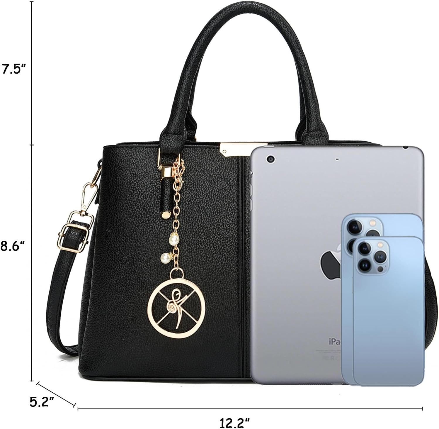 Purse and Handbags for Women, 3 Zip Compartments Tote Bag Designer Shoulder Purs thumbnail 5