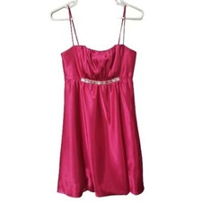 Jessica McClintock Gunne Sax Pink Satin Rhinestone Bubble Hem Dress Size 5