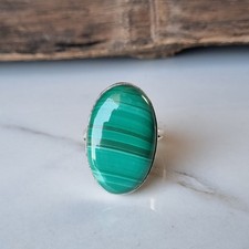 Awesome Malachite Gemstone Ring 925 Sterling Silver Statement Gift Ring PG9239