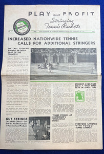 Antique 1936 Thompson Tennis Racket Stringing Promotional Booklet Magazine