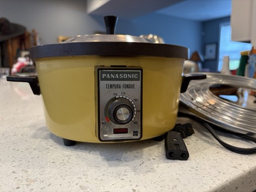 Vintage 70s Panasonic Electric  TEMPURA/FONDUE Cooker Retro Gold w/ Grate Works