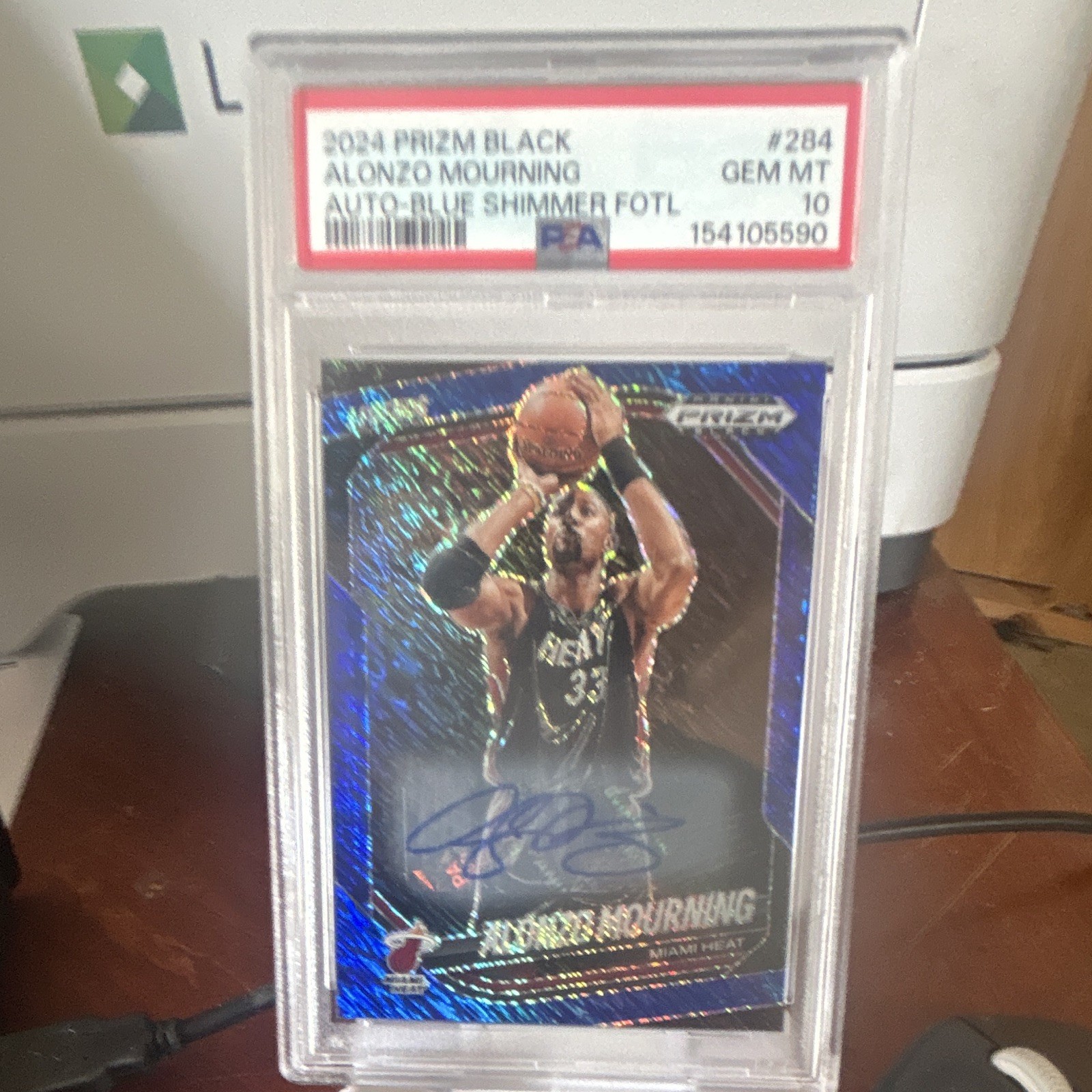 Panini 2024 Prizm Black Alonzo Mourning Blue Shimmer Auto #284 PSA 10 /25