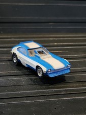 Aurora AFX Ho Slot Car Blue  White Ford Pinto Funny Drag Car Complete