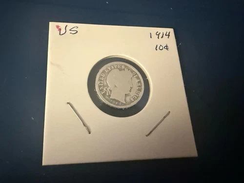 1914 Barber Dime AG About Good 90% Silver 10c US Type Coin Collectible