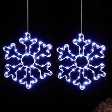 BlcTec 2 Pack Big Christmas Snowflakes Lights, 13 Inch Durable Metal Frame Snowf