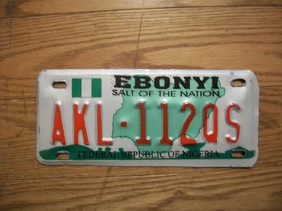 EBONYI, NIGERIA LICENSE PLATE - AKL-112QS - MOTORCYCLE TAXI - SALT OF THE NATION