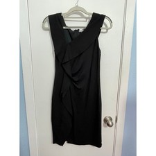 H By Halston Dress Size 2 Black Cocktail Ruched Ruffled Whimsygoth Cocktail