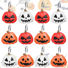 12 Pcs Halloween Shower Curtain Hooks Decorative Pumpkin Face Shower Rod Rings R