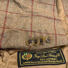 Vintage 100 Zelanzer merino wool Loro Piana windowpane jacket blazer 48R XL