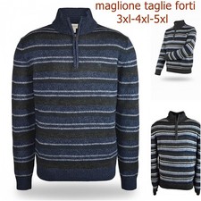 Maglione Uomo Lana Pullover Taglie Forti Mezza Zip Maglia Lupetto Con Cerniera