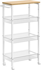 Carrello a 4 Ripiani, Carrello Cucina Salvaspazio Con Ruote, Struttura in Acciai