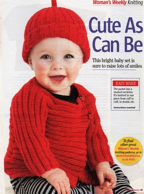 ~ Strickanleitung zum Ausziehen für Babys süße seitlich gestrickte Rippjacke & Mütze ~