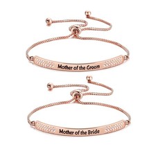 CZ Paved Mother in Law Bracelet Mother of the Bride Groom Bracelet with Sli - 01