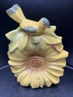 1940's McCoy Yellow Sunflower Wall Pocket With Yellow and Green Bird