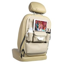 Car Seat Organizers Waterproof Backseat Protector with Large Pocket Beige