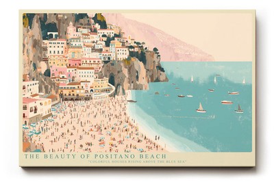Paul Sinus Wandbild The Beauty of Positano Beach   Farbenfrohe Häuser über