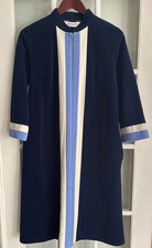 Vintage Vanity Fair 70's Robe Blue Velour Retro Womens Small Pockets Front Zip
