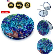 Pocket Mirror for Women Small Travel Mirror Magnifying Van Gogh Irises Flower...