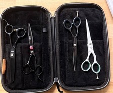 Professional Hair Styling Shears Lot - Joewell Japan Black Cobalt Cricket