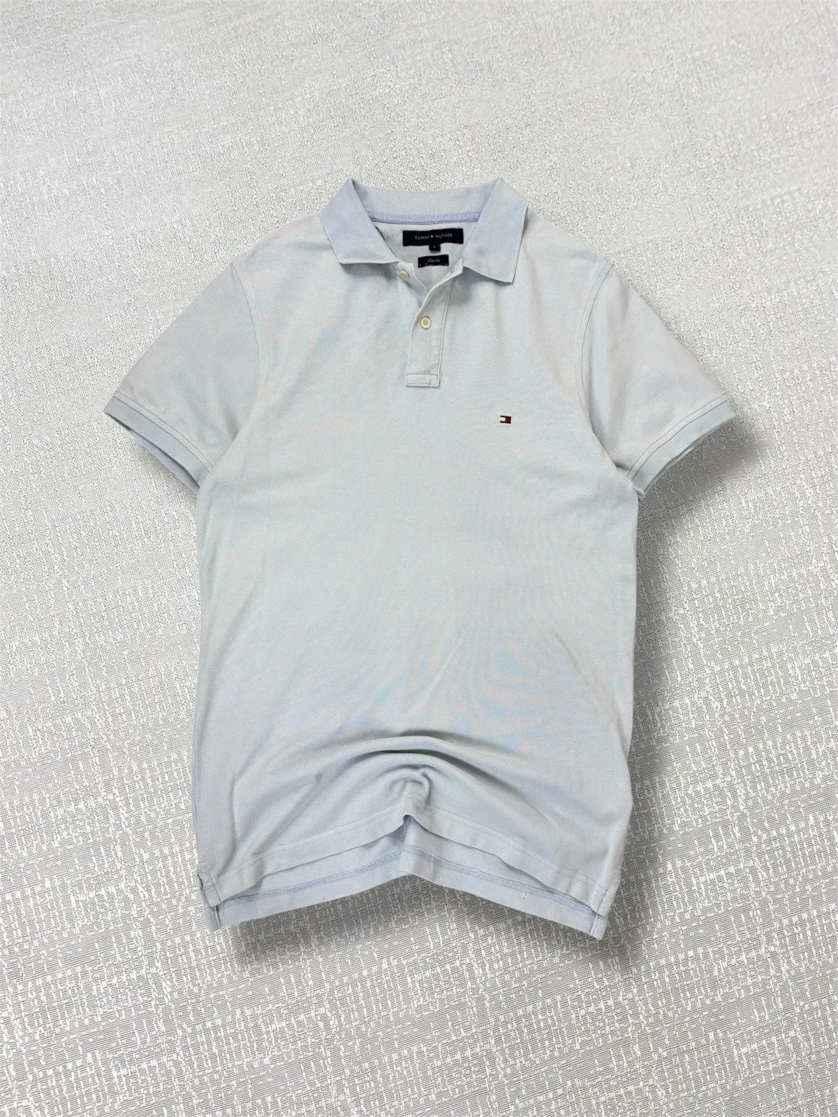 Tommy Hilfiger Polo Shirt Men’s Size Small Blue Designer Vintage Button Up 90s