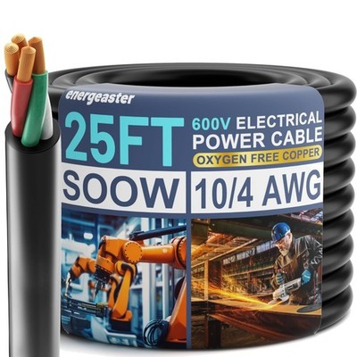Electric 10/4 SOOW Bulk Cable-10 Gauge 4 Conductor-Rated for 600V, 30A -Water...