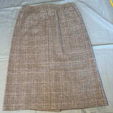 Alfred Dunner Vintage Wool Plaid Midi Skirt Grey Lavender Check Size 14 USA Made