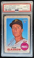 2017 Topps Heritage Tyler Glasnow Real One Auto Red Ink RC #/68 #ROA-TG PSA 10