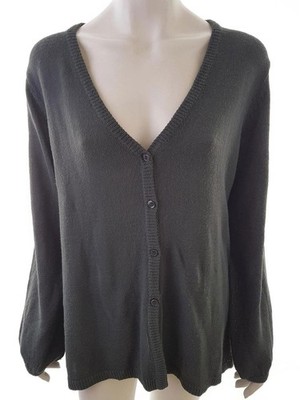 ZIZZI Damen Langer Geknöpfter Cardigan Gr. M Grau Acryl 100% Leichter Strick