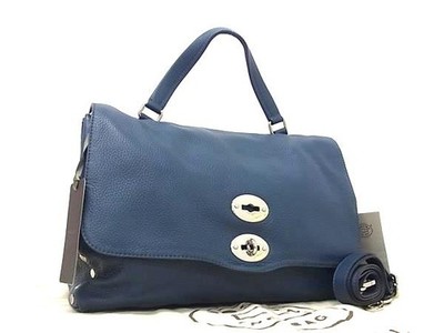 ZANELLATO Postina Leather 2 Way Shoulder Bag Navy Ft0553
