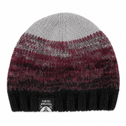 Vintage Y2K Diesel Beanie Amplified Alpaca Wool Ombre Knit Black Burgundy Grey