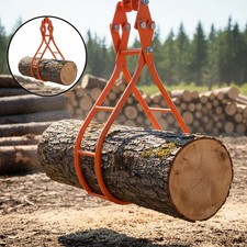 36in Log Lifting Tongs 4 Claw Solid Steel Log Grapple Swivel Log Tools