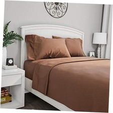 Brushed Microfiber Sheet Set- 3 Piece Bed Linens-Fitted  Flat Twin Brown