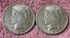Lot of  2  Nice  Heavy   XF/ AU.  Peace silver dollar Coins   LOT # 14