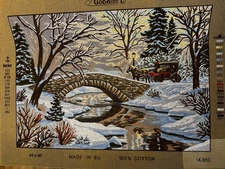 Printed needlepoint Canvas Only 45x60 Cm Gobelin L Stone Bridge