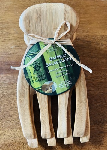 Juego de servir ensalada manos totalmente bambú nuevo con etiquetas - Imagen 1 de 13