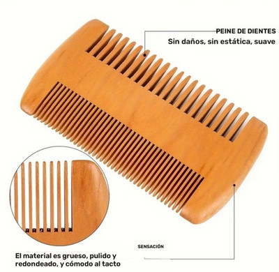 Wood Antistatic Hair Comb Double-Sided Wide & Fine Tooth Brown 4 in