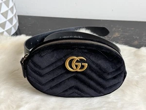 Mini sac ceinture Gucci Marmont velours noir
