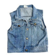 Vintage 80s 90s Hopscotch Baby Denim Vest Cotton Blue - 18-24 Months