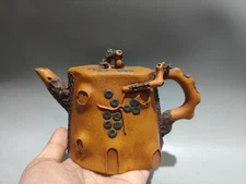 China Yixing Zisha Clay Handmade Exquisite Pine Needle Tree Stump Teapots 13734