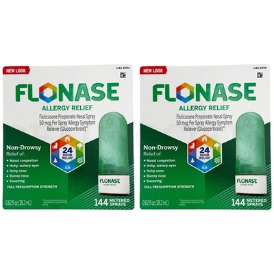 PACK OF 2 Flonase Allergy Relief Fluticasone Nasal Spray 144 Metered Sprays 9/26