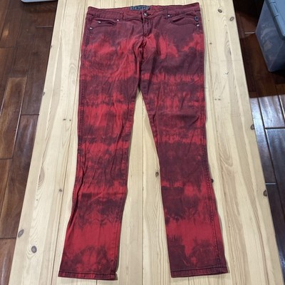 Tripp NYC Black Red Tie Dye Skinny Pant Jean size 5 Goth Alternative Rave Grunge