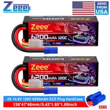 2x Zeee 4S 6200mAh Lipo Battery 14.8V 120C EC5 HardCase for RC Car Truck Tank